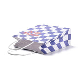 10 pc Plaid Paper Bags, with Handle, for Gift Bags and Shopping Bags, Rectangle, Dark Slate Blue, 18.2x8x20.9cm