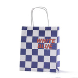 10 pc Plaid Paper Bags, with Handle, for Gift Bags and Shopping Bags, Rectangle, Dark Slate Blue, 18.2x8x20.9cm