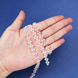 1 Roll Flower Plastic Imitation Pearl Beaded Trim Garland Strands, with Spool, Glass Rhinestones, for Wedding, White, 9x3mm, about 10yards/roll