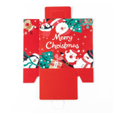 50 pc Christmas Theme Rectangle Foldable Creative Kraft Paper Gift Bag, with Handle, Wedding Favor Bag, Christmas Themed Pattern, 15.5x8x17.5cm