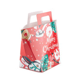 50 pc Christmas Theme Rectangle Foldable Creative Kraft Paper Gift Bag, with Handle, Wedding Favor Bag, Christmas Themed Pattern, 15.5x8x17.5cm