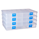 1 Set 4 PACK 18 Grids Plastic Storage Box Jewellery Box with Adjustable Dividers Earring Storage Containers Clear Plastic Bead Case(24x14.5x3cm, Compartment: 4x3.5x2.6cm)