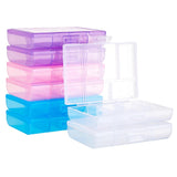 1 Set 6 Slots Transparent Polypropylene(PP) Storage Box Organizer, for Cosmetics Jewelry Beads Pills Crafts, Rectangle, Mixed Color, 8.6x13.3x2.35cm, 4 colors, 2pcs/color, 8pcs/set