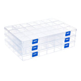 3 pcs 3Pcs Rectangle PP Plastic Bead Storage Container, 28 Compartment Organizer Boxes, with Hinged Lid, for Small Parts, Hardware and Craft, Clear, 28.5x20x3cm