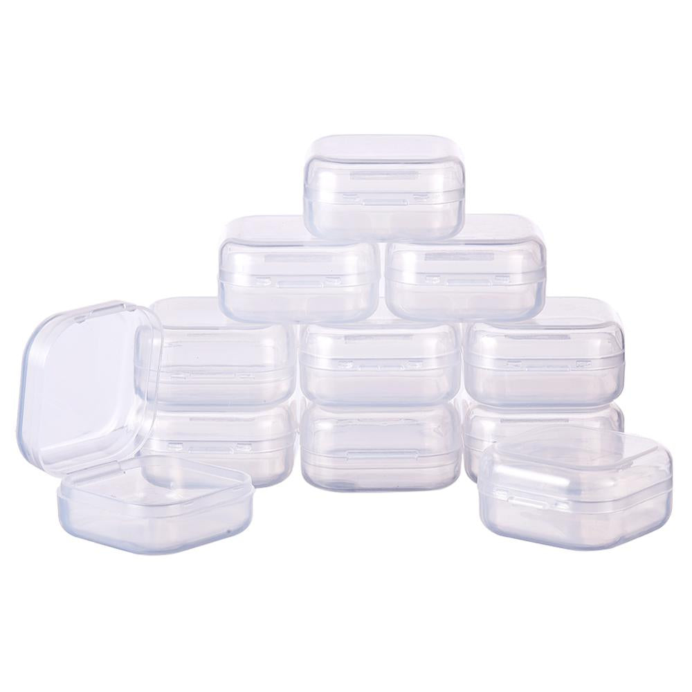 CRASPIRE 1 Box 24 pack Rectangle Clear Plastic Bead Storage Containers Box  Case with Flip-Up Lids for Small Items Pills Herbs Tiny Bead Jewerlry  Findings - 1.38x1.38x0.7(3.5cmx3.5cmx1.8cm)