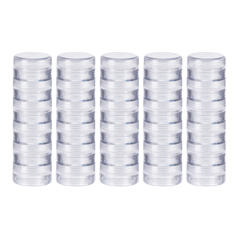 5-layer Stackable Cylinder Bead Organizer With Screw Lid, White