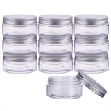 1 Set 10 Pack 2.8oz/80ml Column Plastic Clear Storage Containers Jars Organizers with Aluminum Screw-on Lids, Portable for Travel Cosmetics Body Care, DIY Small Arts Crafs Beads, Dry Food Snacks