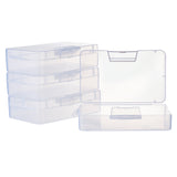 4 pcs 4 Pack 16x9x4cm Large Clear Plastic Box Container Clear Storage Organizer with Hinged Lid for Small Craft Accessories Office Supplies Clips