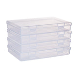 4 pcs 4 Pack 17x10.5x2.5cm Inches Large Clear Plastic Box Container Clear Storage Organizer with Hinged Lid for Small Craft Accessories Office Supplies Clips