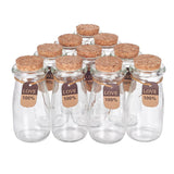 1 Box 10 Pack 100ml Glass Favor Jars with Cork Lids, Tags and Strings Glass Milk Bottle-Shaped Jars for Home Party Candy Pudding Snacks Favor Storage Decoration