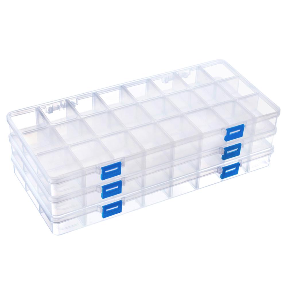 6 Pcs Small Clear Plastic Beads Storage Containers Box with Hinged