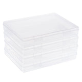 4 pcs Transparent Plastic Bead Containers, with Hinged Lids, for Beads and More, Rectangle, Clear, 22.5x16.5x3.3cm