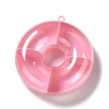 10 pcs Plastic Bead Containers, Candy Treat Gift Box, for Wedding Party Packing Box, Round, Pink, 10.3x10.5x3.2cm, Hole: 5mm