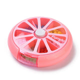 10 pcs Plastic Bead Containers, for Small Parts, Hardware and Craft, 7 Compartments, Flat Round, Hot Pink, 9.05x2.4cm, Hole: 28x13mm, Inner Diameter: 2.7x2.7cm