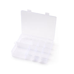 CRASPIRE 20 pcs Plastic Bead Storage Containers, 15 Compartments,  Rectangle, Clear, 17.3x10.3x1.9cm, Hole: 6mm, compartment: 30x33mm