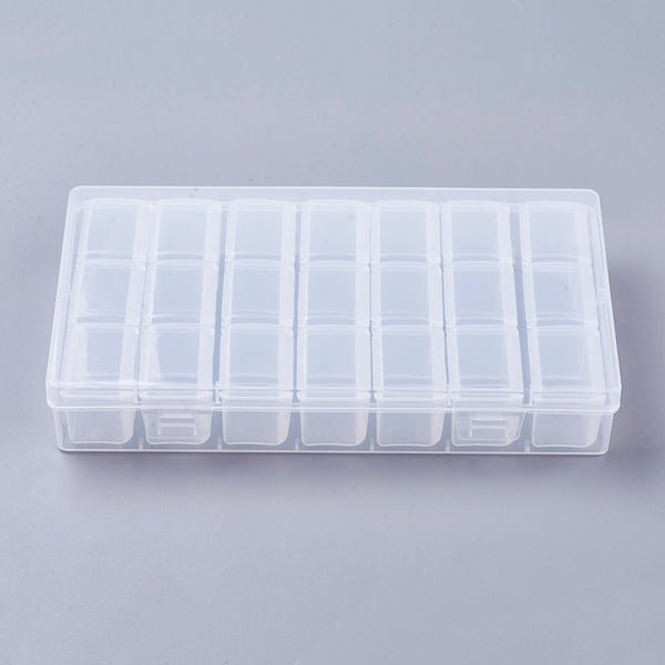 CRASPIRE 20 pcs Polypropylene Plastic Bead Containers, Flip Top Bead Storage,  Removable, 21 Compartments, Rectangle, Clear, 20x11x3.6cm, 3 Compartments:  about 10.15x2.6x3.1cm, 21 Compartments/box
