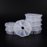 50 pcs Plastic Bead Containers, Flip Top Bead Storage, 8 Compartments, Flat Round, Clear, 10.5x10.5x2.8cm