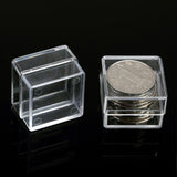 50 pcs Polystyrene(PS) Plastic Bead Containers, Cube, Clear, 3x3x2.2cm