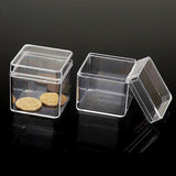 50 pcs Polystyrene(PS) Plastic Bead Containers, Cube, Clear, 4x4x4cm