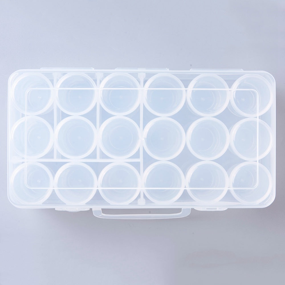 Plastic Bead Storage Containers, 24 Compartments, Rectangle, Clear,  19x13x2.2cm, Hole: 6x16.5mm, Compartment: 30x30mm