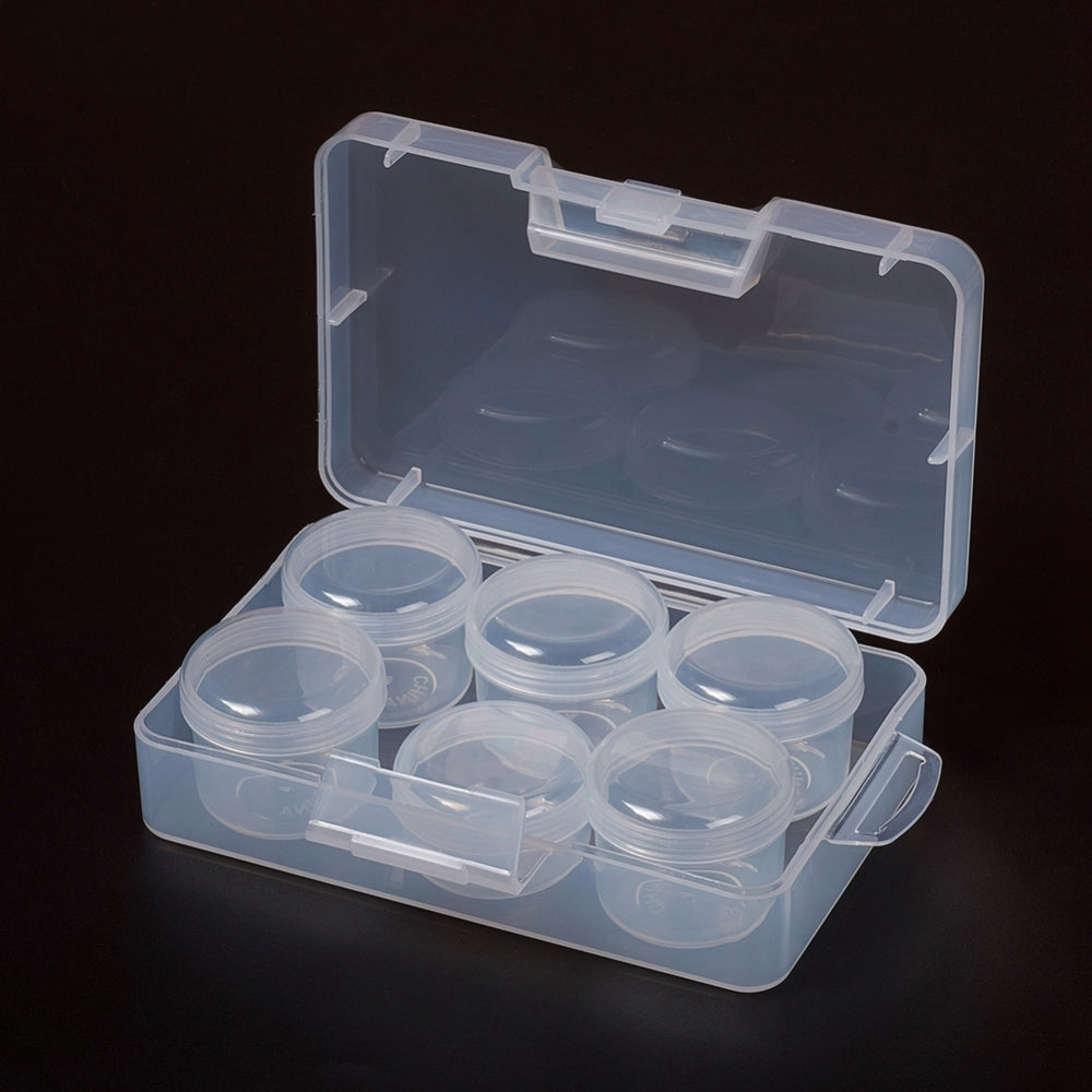 Craspire 5 Set Plastic Bead Containers Flip Top Bead Storage Removable 6 Compartments