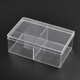 5 pcs Cuboid Organic Glass Bead Containers, 2 Compartments, Clear, 22x14x8cm