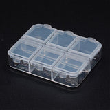 80 pcs Polypropylene Plastic Bead Containers, Flip Top Bead Storage, 6 Compartments, Rectangle, Clear, 65x55x16mm