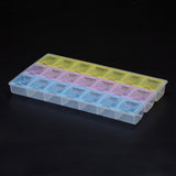 18 pcs Polypropylene Plastic Bead Containers, Flip Top Bead Storage, 21 Compartments, Rectangle, Colorful, 217x121x22mm