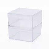 30 pcs Square Polystyrene Bead Storage Container, with 2 Compartments Organizer Boxes, for Jewelry Beads Small Accessories, Clear, 5.9x5.9x6.1cm