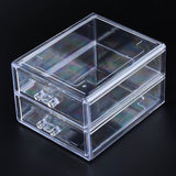 1 pcs Double Layer Polystyrene Plastic Bead Storage Containers, with 2 Compartments Organizer Boxes, Rectangle Drawer, Clear, 19.4x15.2x11.5cm