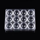 1 Box Rectangle Polystyrene Plastic Bead Storage Containers, with 12Pcs Column Small Boxes, Clear, Container: 16.5x12.5x2.5cm, Column Small Box: 4x2.2cm, Inner Size: 3.4x3.4cm