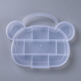 10 pcs 11 Compartments Bear Plastic Storage Box, Bead Containers, for Crafting, Beading, Nail Art Rhinestones, Diamond Paintting, White, 6-3/8x7-7/8x1 inch(16.2x20x2.6cm), Hole: 28x89mm