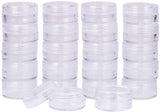 1 Box About 40 Pcs 5 Gram Round Clear Empty Plastic Cosmetic Samples Container Pot Jars with Screw Lids for Make Up, Eye Shadow, Nails, Powder, Gems, Beads, Jewelry, Small Items