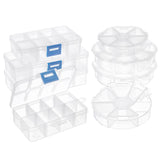 1 Set 8 pcs 4 Styles Clear Plastic Jewelry Organizer Boxes Including 4 pcs 8 Grids 6 Grides Round 4 pcs 2 Sizes 10 Grids 8 Grids Rectangle Jewelry Dividers Box Bead Case Storage Container