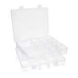 1 Set 2 pcs 14 Grids Jewelry Dividers Box Organizer Rectangle Clear Plastic Bead Case Storage Container with Adjustable Dividers for Beads Jewelry Nail Art Small Items Craft Findings