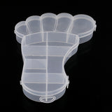 10 pcs Foot Plastic Bead Storage Containers, 10 Compartments, Clear, 22x15x2.5cm