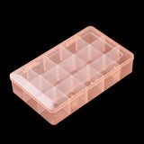 6 pcs Plastic Bead Storage Containers, Adjustable Dividers Box, Removable 15 Compartments, Rectangle, Light Salmon, 27.5x16.5x5.7cm