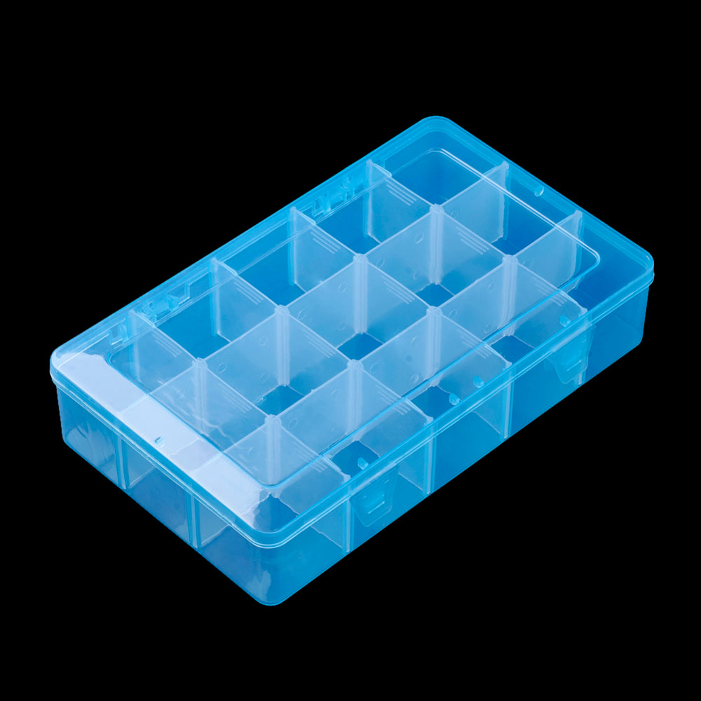 CRASPIRE 6 pcs Plastic Bead Storage Containers, Adjustable Dividers Box,  Removable 15 Compartments, Rectangle, Dodger Blue, 27.5x16.5x5.7cm