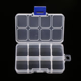 10 pcs Plastic Bead Storage Container, Adjustable Dividers Box, Removable 8 Compartments Organizer Boxes, Rectangle, Clear, 10.5x6.6x2.3cm, Compartment: 3.1x2.7x2cm