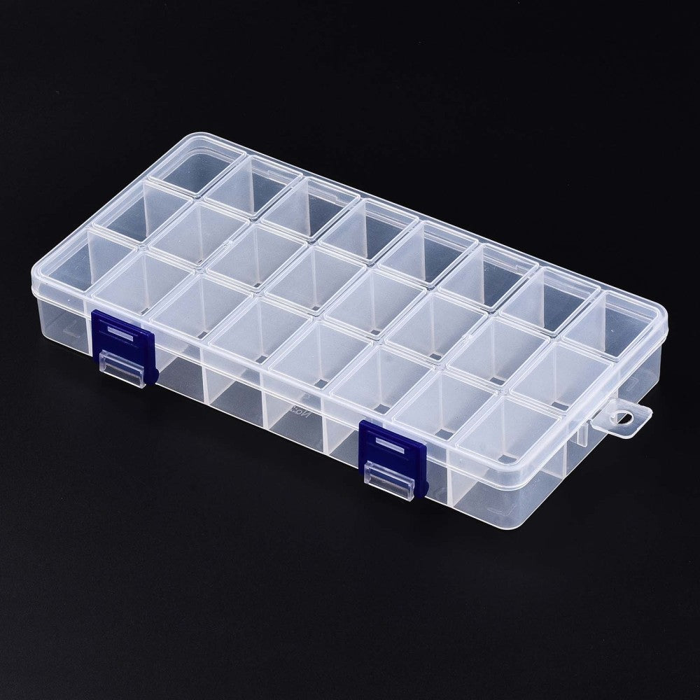 CRASPIRE 10 pcs Polypropylene(PP) Bead Storage Container, 24 Compartment Organizer  Boxes, with Hinged Lid, Rectangle, Clear, 21.7x11x3cm, compartment:  3.4x2.5cm