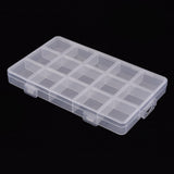 20 pcs Polypropylene(PP) Bead Storage Containers, 15 Compartments Organizer Boxes, Rectangle with Cover, Clear, 15.8x9.6x1.7cm, Hole: 13x6mm, compartment: 3x3cm