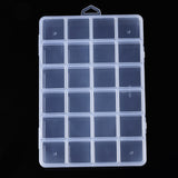 8 pcs Rectangle Polypropylene(PP) Bead Storage Containers, with Hinged Lid and 24 Grids, for Jewelry Small Accessories, Clear, 19x13x1.75cm, Hole: 17x6mm, Compartment: 30x30mm