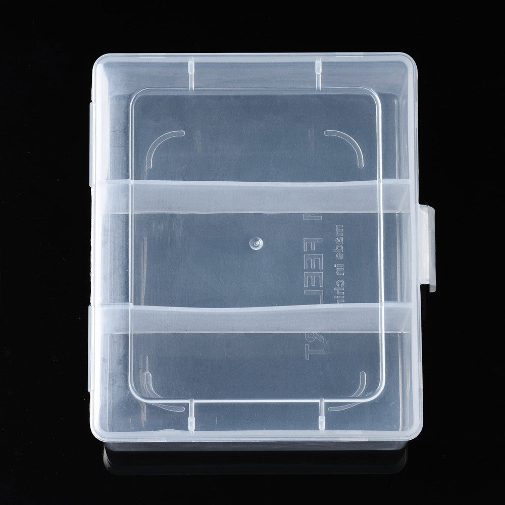 20 pcs Rectangle Polypropylene(PP) Bead Storage Containers, with Hinged Lid  and 3 Grids, for Jewelry Small Accessories, Clear, 11.65x9.7x4.3cm