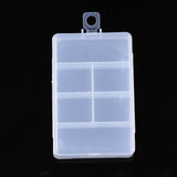 20 pcs 2-Layer Rectangle Polypropylene(PP) Bead Storage Containers, with Hinged Lid and 12 Grids, for Jewelry Small Accessories, Cuboid, Clear, 12x6.4x2.2cm, Hole: 8mm, compartment: 23x29.5mm and 23x60mm