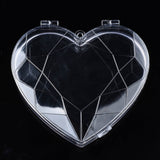 20 pcs Polystyrene Bead Storage Containers, with Cover, for Jewelry Beads Small Accessories, Heart, Clear, 10.9x11.8x2.7cm, Hole: 4mm, compartment: 114x88mm