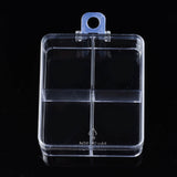 20 pcs Polystyrene Bead Storage Containers, with Cover and 4 Grids, for Jewelry Beads Small Accessories, Rectangle, Clear, 7.9x6.6x2.5cm, Hole: 8mm, compartment: 30.5x35mm