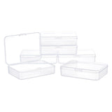 6 pcs 6 Pack Clear Plastic Beads Storage Containers Boxes with Lids 10.5x7.5x2.5cm Small Rectangle Plastic Organizer Storage Cases for Beads Cards Cotton Swab Ornaments Craft