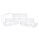 6 pcs 6 Pack Clear Plastic Beads Storage Containers Boxes with Lids 12.8x6.6x2.2cm Small Rectangle Plastic Organizer Storage Cases for Beads Cards Cotton Swab Ornaments Craft