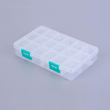 10 pcs Organizer Storage Plastic Box, Adjustable Dividers Boxes, Rectangle, White, 16.5x10.8x3cm, compartment: 3x2.5cm, 18 compartment/box