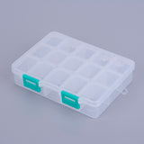 10 pcs Organizer Storage Plastic Box, Adjustable Dividers Boxes, Rectangle, Medium Turquoise, 14x10.8x3cm, Compartment: 3x2.5cm, 15 compartment/box